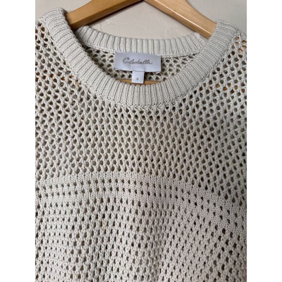 Cleobella Ivory Cable Knit Open Stitch Organic Cotton Sweater SMALL - Picture 4 of 7